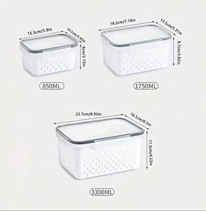 FCM-certified Plastic Fridge Storage <b>Containers</b> with Colander BPA-Free Vegetable Fruit <b>Refrigerator</b> Organizer for Food - Product Image 3