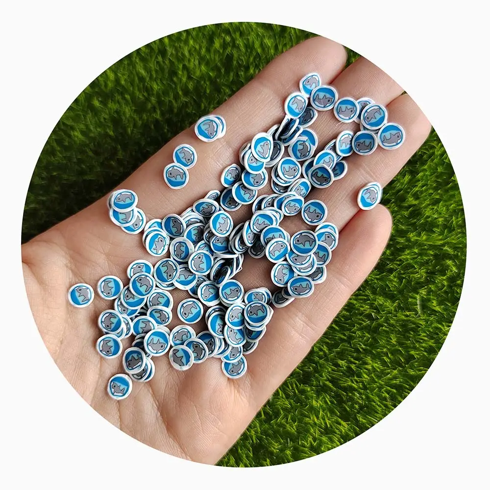 5mm Rodada Oceano Polymer Clay Artesanato Tubarão Estatuetas Animais para Diy Slime Encantos Cell Phone Case Nail Art Embellishments