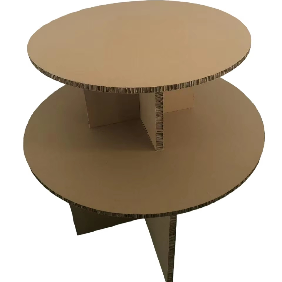 Detachable Cardboard Advertising Wine Display Stand 2 Tier Round 200kg Weight Capacity Floor Stand Shelf Customized Color & Logo — view 1