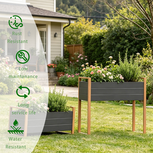 Galvanized Steel Powder Coated Tall Elevated Planter Box Wood <strong>Frame</strong> Rectangular <strong>Raised</strong> Garden <strong>Bed</strong> <strong>for</strong> Outdoor Use - Product Image 2