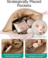 Mode Zipper Lettre Motif Étanche Large-ouvert Voyage Maquillage Sac & pour Pochette avec Poignée Souple pour Brosses Essentials