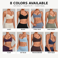 Soutien-gorge de sport GM Wholesale, nouveau modèle haut de gamme, personnalisable avec logo, décolleté en V profond, push-up, dos nu, séchage rapide, pour la course, le fitness et le yoga, pour femmes