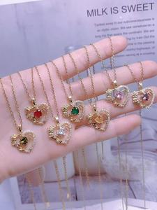 Collane con Ciondolo a Forma di <span class=keywords><strong>Gatto</strong></span> con Fiocco Rosa in Zirconia Placcata Oro, Disponibili OEM ODM, Gioielli all'Ingrosso per Donne - Product Image 4