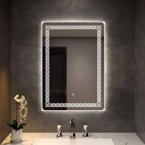 Espejo de baño LED inteligente antiniebla de alta definición sin marco personalizado de fábrica con diodo luminoso para apartamento de Hotel en casa - Product Image 1