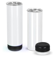 Gobelet isotherme droit en acier inoxydable de 20 oz avec haut-parleur Bluetooth et couvercle musical, vierge pour sublimation et impression personnalisée
