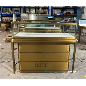 Personalizado de lujo moderno de pie de Metal de oro de acero inoxidable Mostrador de Joyas de Diamante de exhibición de joyería de uso comercial - Product Image 2