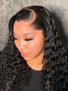 Alipearl Perruque Lagos <span class=keywords><strong>M</strong></span> Hairline Deep <span class=keywords><strong>Wave</strong></span> 6x8 Glueless Lace Front Wig Ready to Go Pre Cut & Plucked Bouncy Full Curls Look volumineux - Product Image 3