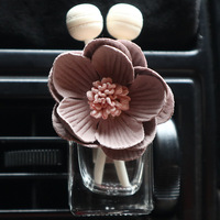 Diffuseur d'air artistique Camellia pour voiture, parfum pour grille d'aération, flacon vide, flacon de parfum floral pour grille d'aération de voiture, clip désodorisant
