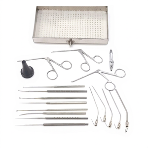 MED INNOVATIONS MI-3859 Stainless Steel 28-Piece Myringotomy ENT Surgery <b>Tool</b> Kit Retractor Manual Power Supply Class II A+ - Product Image 1