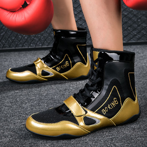 Zapatos de boxeo con cordones de piel sintética, ligeros, para entrenamiento, para hombres y mujeres, boxeo, artes marciales, gimnasio, entrenamiento - Product Image 1