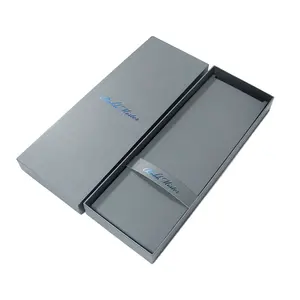 Rigid Box Supplier Custom Hot Blue Foil Exquisite Tie Box Silk Scarf Lid And Base Paper Box