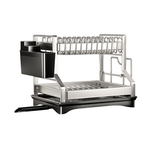 Escurridor de Platos de Acero Inoxidable Metálico Especial Ajustable de Doble Nivel para Fregadero y <span class=keywords><strong>Encimera</strong></span> del Hogar, Estante para Almacenamiento y Secado de Vajilla - Product Image 1