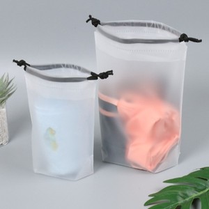 Custom Clear PE/PVC Biodegradable Drawstring T-Shirt Bag Waterproof Dust Proof Packaging Clothing Shoes Socks Fur Screen Printed - Product Image 5