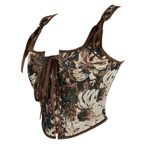 Robe Corset <span class=keywords><strong>Vintage</strong></span> Florale Renaissance pour Femme, Style Quotidien, avec Bretelles, Ceinture, Gilet Ajusté, Bustier à Cordon et Débardeur à Nouer - Product Image 2