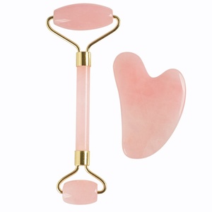 Outil de massage Gua Sha en quartz rose et rouleau de jade pour le visage, vente chaude en usine - Product Image 5