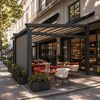Pergola bioclimatique de luxe en alliage d'aluminium et PVC avec toit à lames rétractables, système d'éclairage intelligent moderne, design autoportant