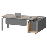 Bureau de direction en teck platine de la série Fengchi, design luxueux, pour immeuble de bureaux, avec bande lumineuse