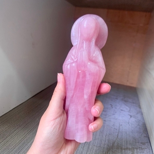 Wholesale Natural Rose Quartz Polished Virgin <strong>Mary</strong> Statues Crystal Semi <strong>Precious</strong> Stones - Product Image 6