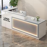 Comptoir de caisse de luxe moderne minimaliste pour magasin de vêtements Salon de beauté Restaurant Hôtel Réception en bois