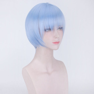 Peluca de <span class=keywords><strong>Cosplay</strong></span> Ainizi Corta Azul de 35cm, de Malla Sintética con Diseño de Rosa, de Ayanami Rei de <span class=keywords><strong>Evangelion</strong></span> para Niñas - Product Image 4