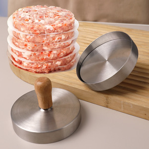 Prensa para Hamburguesas Exclusiva Transfronteriza, Manual, con Mango de Madera Redondo y Placa de Acero Inoxidable, Modelo BH-HBY03 - Product Image 3