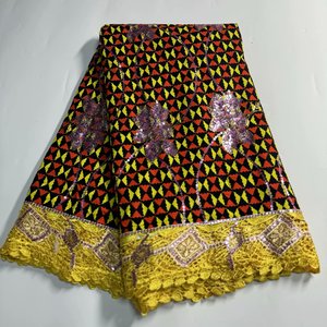 2024 New <strong>Designs</strong> Ankara Fabric Dresses Perforated Wax <strong>Cloth</strong> Sequin Fabric Voile Fabric Jacquard Water Soluble Plain 6 Yards Lace