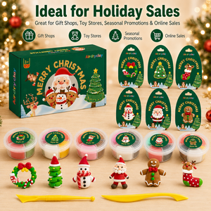 Kit de slime à séchage à l'air à 4 compartiments pour Noël, 6 tasses, 6 styles, figurines DIY, ensemble cadeau OEM pour enfants, vente <span class=keywords><strong>en</strong></span> gros - Product Image 6