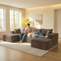 Canapé d'angle modulable en tissu confortable et inclinable avec fonction lit, design moderne, écologique et durable