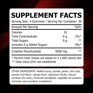 Private Labels Mango Passion Fruit Flavor 5000mg Creatine Monohydrate Gummies Enhance Energy Muscle Recovery <b>Gummy</b> <b>Candy</b> - Product Image 2