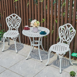 Luxury alluminio Outdoor White <span class=keywords><strong>Garden</strong></span> Set mobili da cortile Casting tavolino da caffè per il tempo libero e sedie a 2 posti - Product Image 5