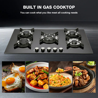 Table de cuisson à gaz à cinq brûleurs avec surface en verre trempé 830x470mm GPL et gaz naturel Encastrable Utilisation extérieure Économie d'énergie et nettoyage facile