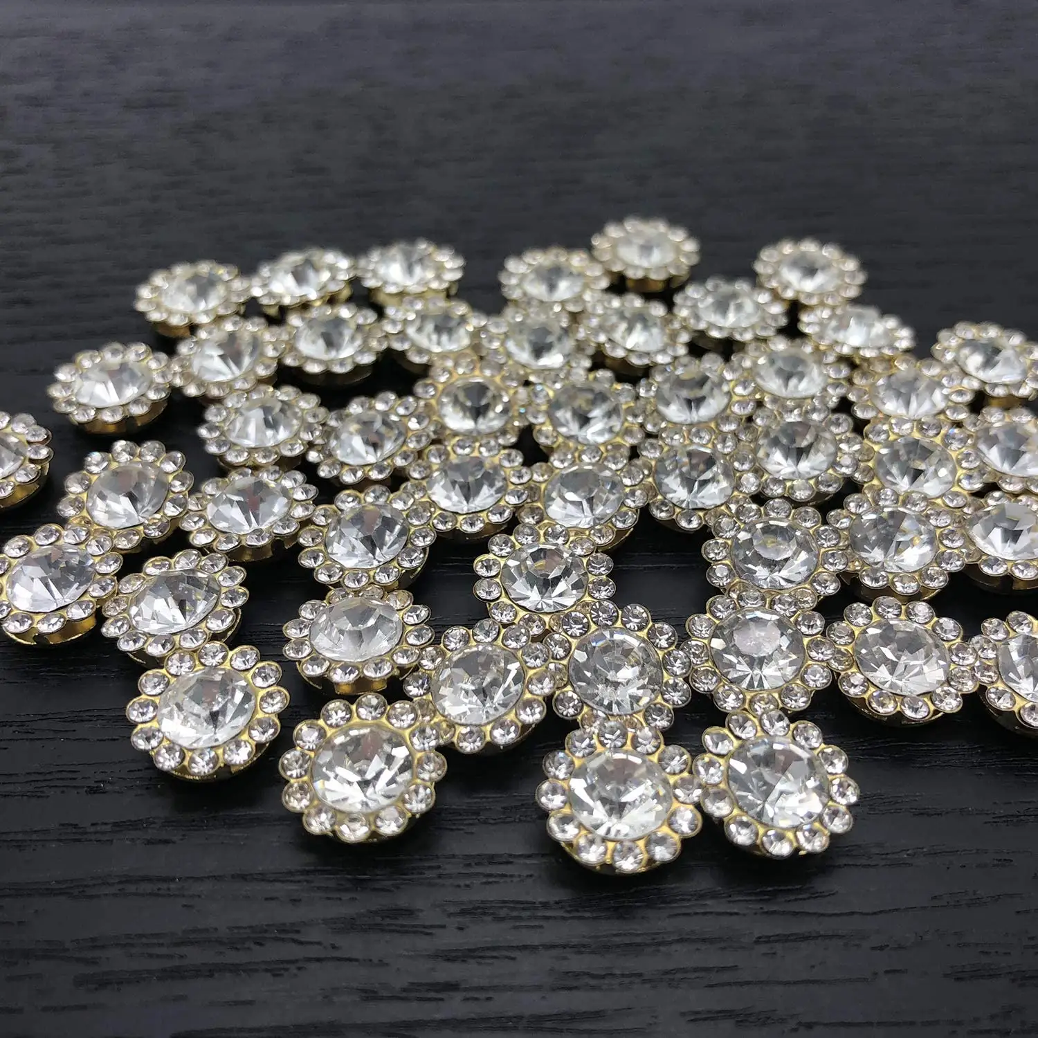 Abbellimenti di strass cucire su strass di cristallo bottoni perline Flatback con diamante, bianco