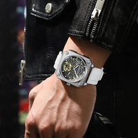 2024 nouveau BINBOND H1133 Tourbillon montre mécanique hommes automatique bracelet en acier squelette hommes montres Relogio Masculi cadran carré