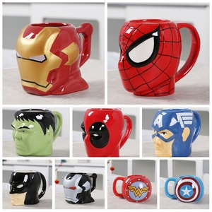 Taza de Cerámica de los Vengadores, Taza de Café de Superman, <span class=keywords><strong>Thor</strong></span>, Iron Man, Spider-Man <span class=keywords><strong>y</strong></span> Batman, con Diseño de Héroes, Sin Tapa - Product Image 2