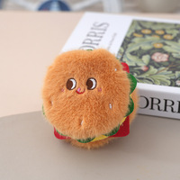 Dessin animé mignon Burger frites brodé en peluche en forme d'ours Figurine alimentaire porte-clés pendentif pour accessoires de distributeur automatique