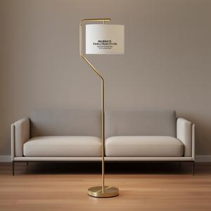 Metal <b>Floor</b> <b>Lamp</b> Drum <b>Shade</b> White Paper Adjustable Height Minimalist Design LED Light Source E26 Base 3500K Warm White - Product Image 2