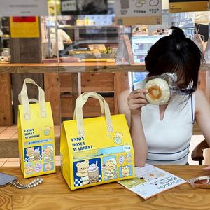 Bear Cartoon Baking Milk Tea Cake Coffee Take-out Packing Bag Thermal Insulation Non-woven Cooler Bag Zipper Closure Foldable - Product Image 6