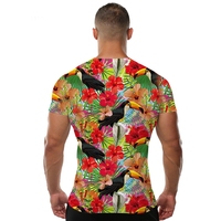 Vogel-Shirt, Blumen-Shirt, Herren, kurzärmelig, 3D-gedrucktes T-Shirt, Punk-Stil, nachhaltig, hochwertig, Papagei, 4XL
