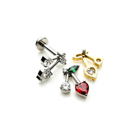 Anting-anting titanium ASTM F136 berbentuk bunga lucu dengan zircon, cocok untuk helix, tulang rawan telinga, bibir, dan hidung, unisex.