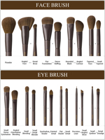 BEILI Maßgefertigtes Multifunktionales Doppelseitiges Beauty-Reise-Make-up-Pinsel-Set Hochwertige Kaffeebraune Vegane Make-up-Pinsel-Kit mit Box