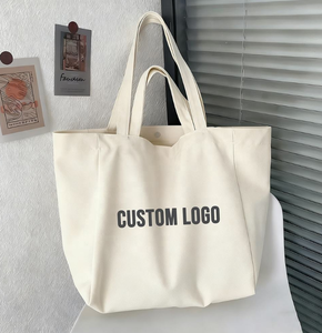กระเป๋าผ้าแคนวาสสะพายไหล่แบบหนาพิมพ์โลโก้ได้ตามต้องการ สีขาว กระเป๋าถือผ้าฝ้ายสำหรับผู้หญิง ใช้สำหรับเดินทาง ช้อปปิ้ง และกิจกรรมกลางแจ้ง - Product Image 3