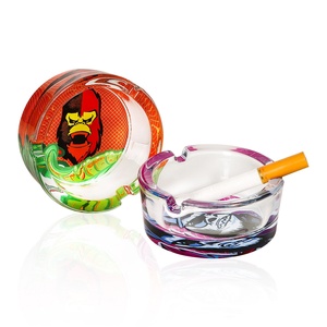 Nuevo Cenicero Redondo de Vidrio Gorilla, 85 mm de Diámetro, Cenicero con Impresión a Color, Accesorio para Fumar - Product Image 4