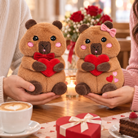 Peluches personnalisées de couple de capybaras pour la Saint-Valentin avec cœur, ensemble de cadeaux d'animaux en peluche mignons pour la décoration des fêtes