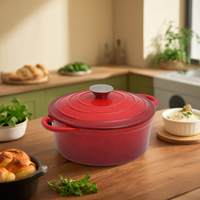 Ollas y Sartenes de Cocina Rojas Personalizadas al por Mayor, Cacerola de Hierro Fundido Esmaltado, Utensilios de Cocina de Hierro Fundido Esmaltado