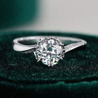 Vente en gros de 1 carat S925 argent sterling diamant Moissanite bague classique mariage fiançailles bijoux pour femmes