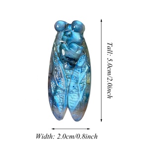 Hotsale tự nhiên chất lượng cao Labradorite thủ công mỹ nghệ động vật Tay Chạm Khắc nhỏ Labradorite màu xanh Flash Cicada chạm khắc để trang trí - Product Image 6