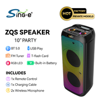 Enceinte de fête portable sans fil Sing-E ZQS80201X avec double haut-parleur de 10 pouces, éclairage LED, subwoofer de cinéma maison et colonne sonore pour karaoké