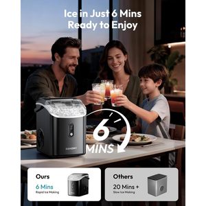 Euhomey Nugget Ice Maker 38lbs Day Portable Countertop With Handle Self Cleaning <b>Cube</b> <b>Cube</b> Ice Maker Electric Ice Maker Plastic - Product Image 2