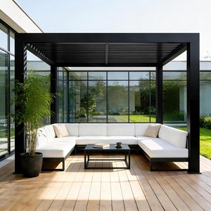 Motorized Outdoor Rainproof Panel Slats Garden Canopy Patio Powder Coated Gazebo Bioclimatic Louvered Aluminum <strong>Pergola</strong> - Product Image 2