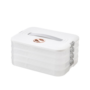 Dumpling Box Multi Layer <b>Storage</b> <b>Container</b> With Lid For Fridge Kitchen Use Green Rectangle Shape 5202 - Product Image 3